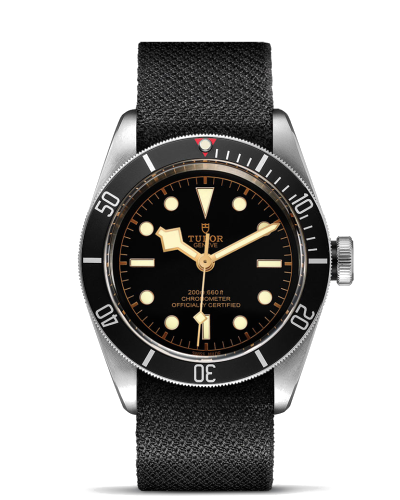 Tudor Black Bay 41 mm steel case, Black fabric strap (watches)